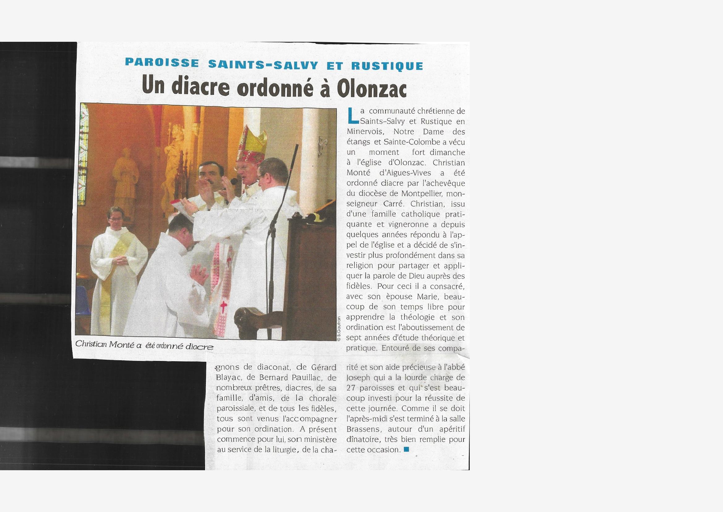 ScanDiacre Olonzac PAROISSES SAINTS SALVY ET RUSTIQUE NOTRE DAME DES